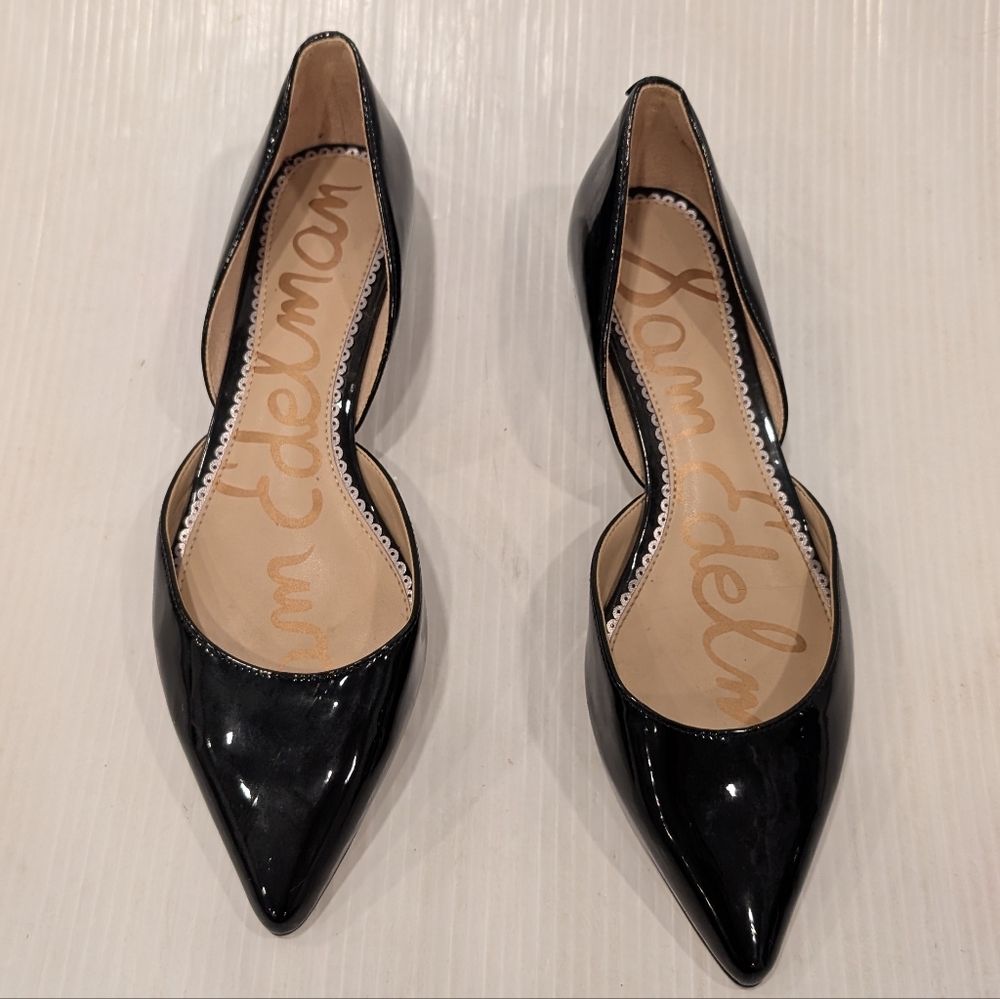 SAM EDELMAN Women's Black Patent Leather Dorsay Pointed Toe Flats Size 7.5 - Picture 10 of 11